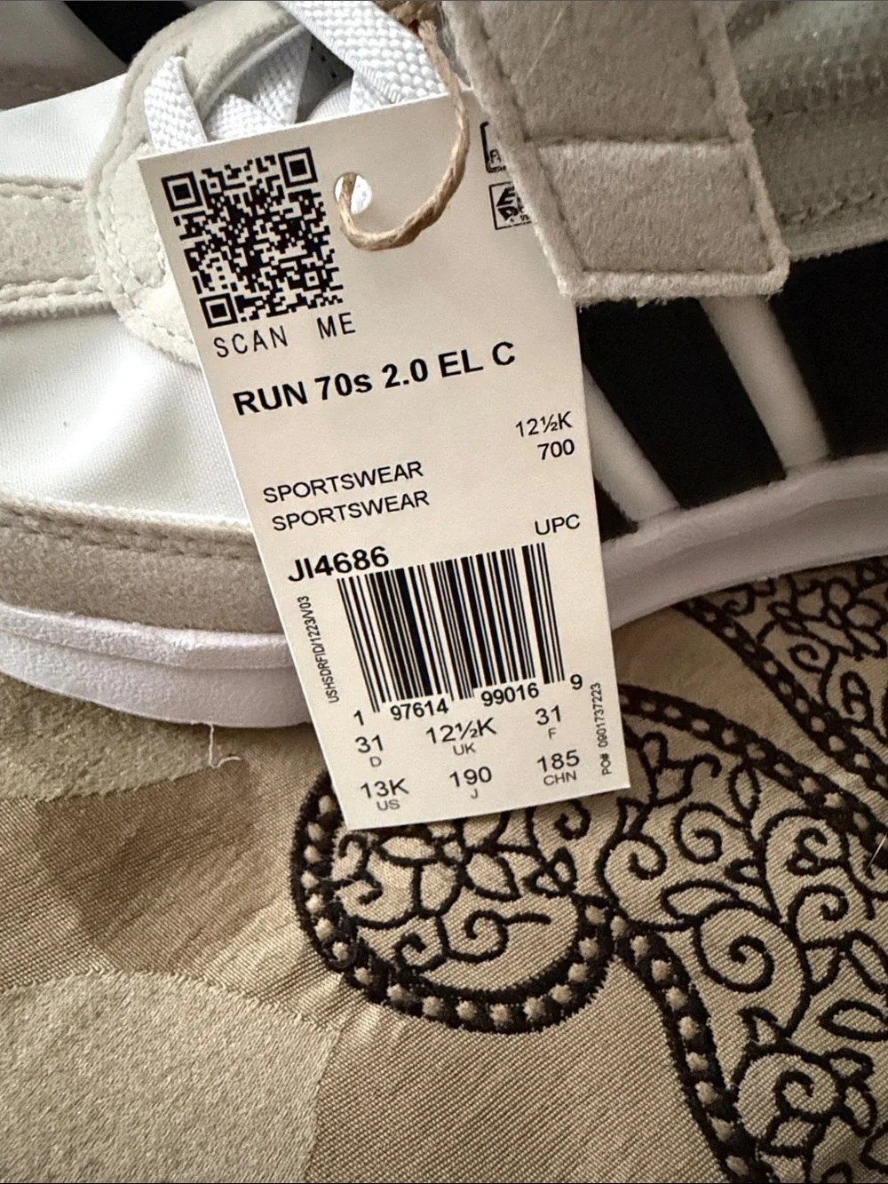 adidas Kids White and Black Velcro Sneakers with Suede Accents